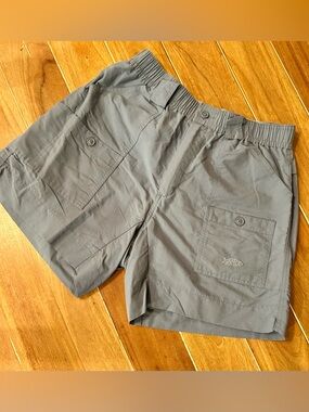 AFTCO Men's Gray/blue Elastic Waist Shorts. 32.